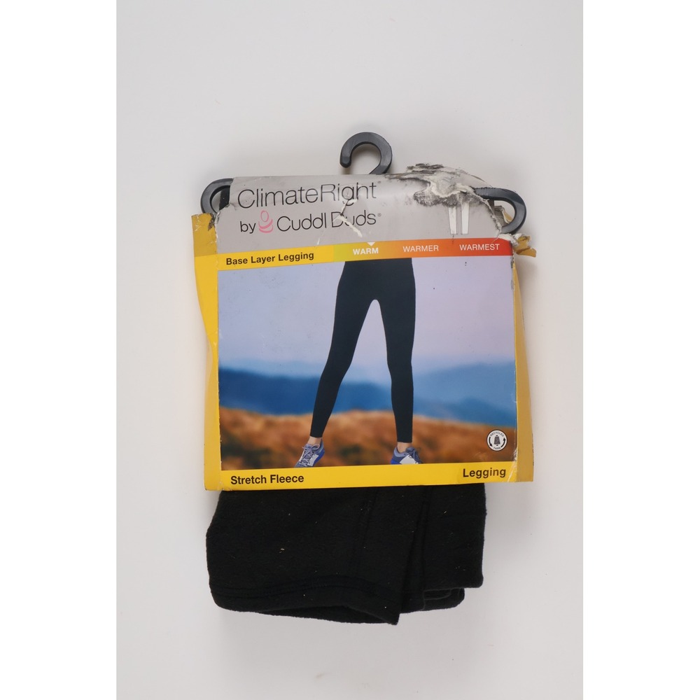 ClimateRight by Cuddl Duds Womens Leggings Stretch Fleece Black Large NWT